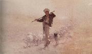 Nicolae Grigorescu Shepherd with Herd oil painting reproduction